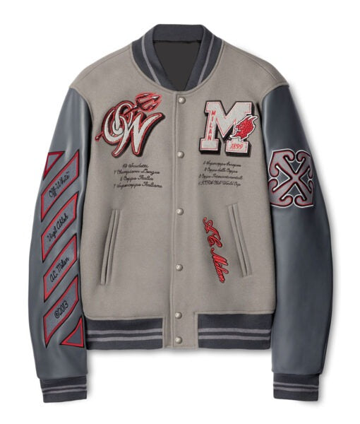 Premium Grey OFF-W ACM Varsity Jacket