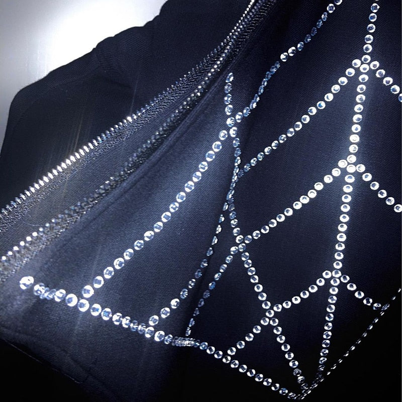 "Cross Rhinestones" - Zip Up Hoodie