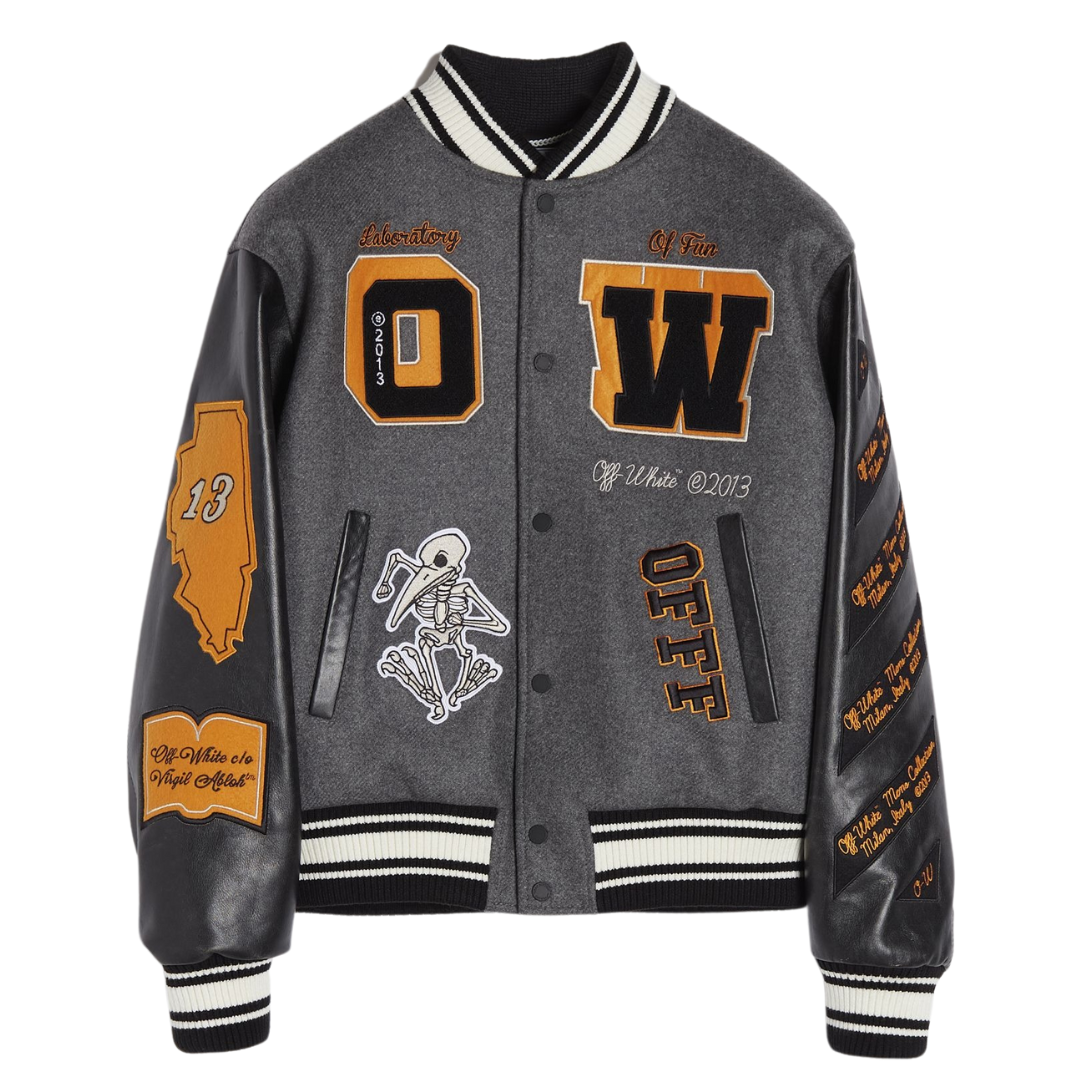 Premium Orange OFF-W Varsity Jacket