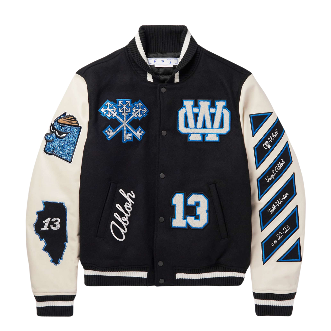 Premium Turquoise OFF-W Varsity Jacket