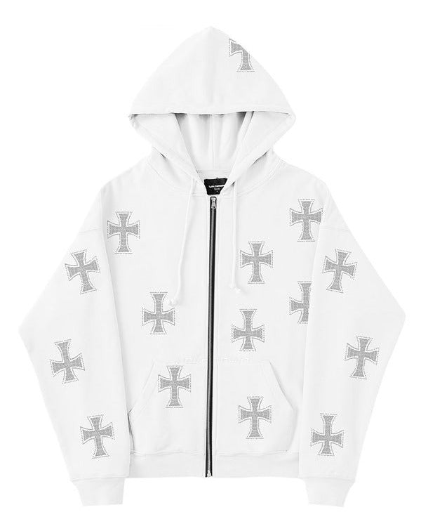 "Rhinestone Cross" - Hoodie