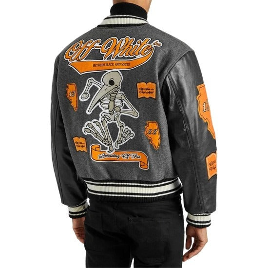 Premium Orange OFF-W Varsity Jacket