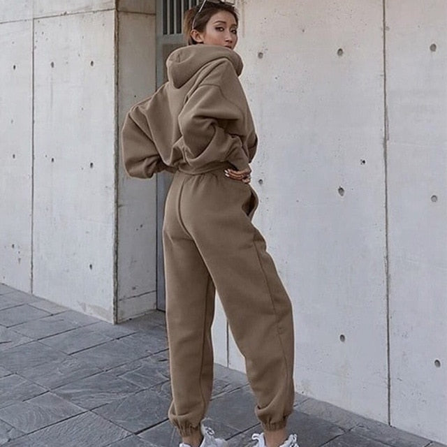 Ensemble sweat à capuche et pantalon chaud pour femme