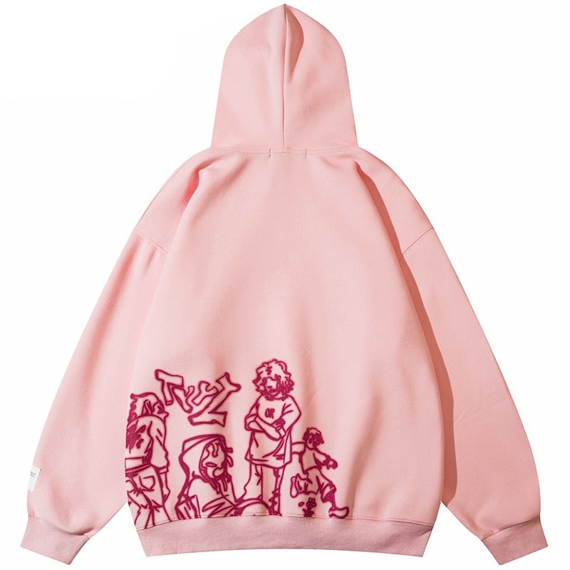 Le sweat à capuche streetwear rose