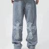 Patched Chrome Cross Jeans