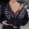 Skeletal Rhinestone Zip Hoodie