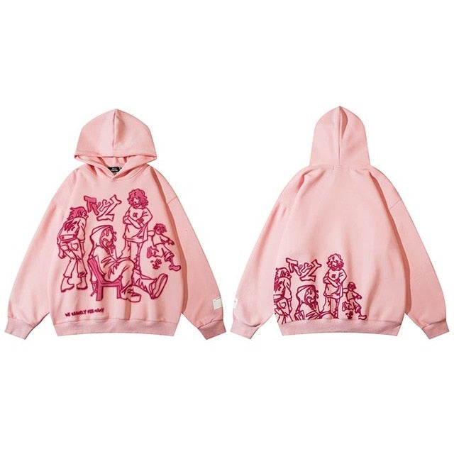 Le sweat à capuche streetwear rose