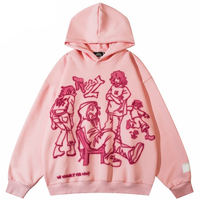 Le sweat à capuche streetwear rose